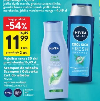 Intermarche Szampon do włosów Szampon i Odżywka 2w1 do włosów NIVEA 400ml oferta