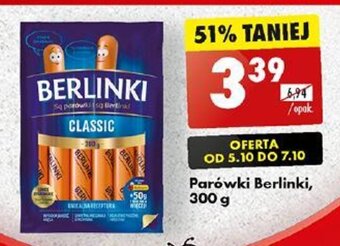Biedronka Parówki Berlinki, 300 g oferta