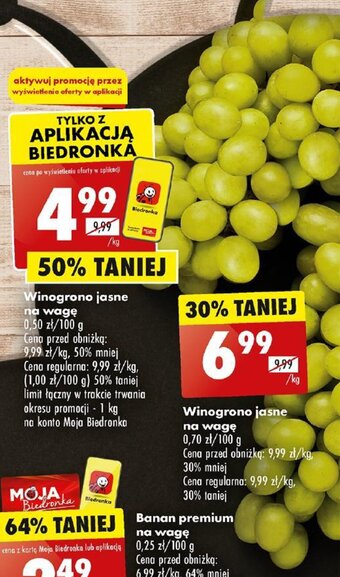 Biedronka Winogrono jasne na wagę 1 kg oferta