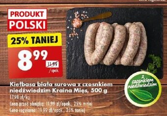 Biedronka Kiełbasa biała surowa z czosnkiem niedźwiedzim Kraina Mięs, 500 g oferta