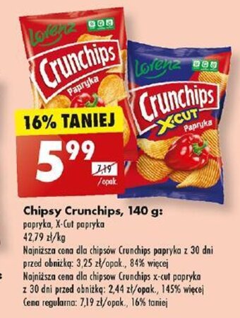 Biedronka Chipsy Crunchips, 140 g oferta
