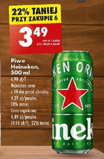 Biedronka Piwo Heineken, 500 ml oferta