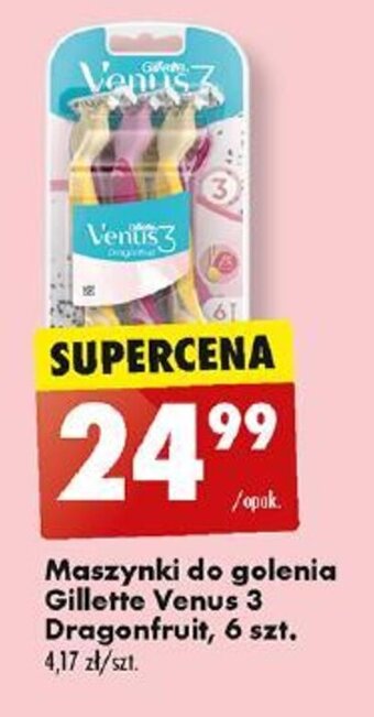 Biedronka Maszynki do golenia Gillette Venus 3 Dragonfruit, 6 szt. oferta