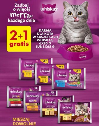 Biedronka KARMA DLA KOTA W SASZETKACH WHISKAS, 6 X 85 G LUB 8 X 65 G oferta