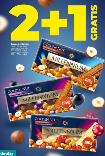 Dealz Czekolada golden nut milk chocolate z całymi orzechami i rodzynkami oferta