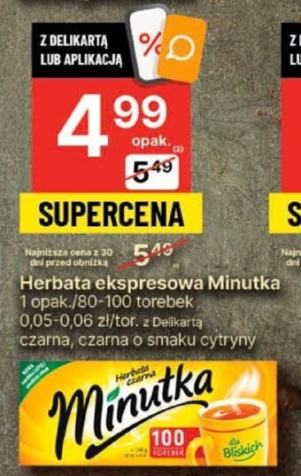 Delikatesy Centrum Herbata ekspresowa Minutka 80-100 torebek oferta