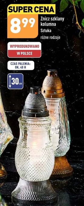 ALDI Znicz szklany kolumna oferta