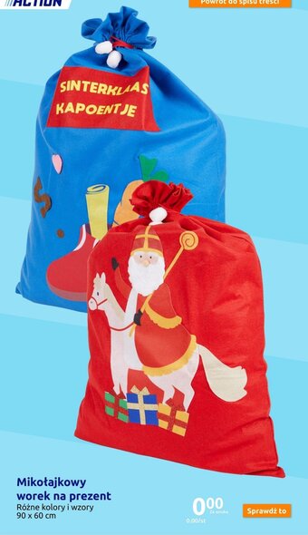 Action Mikołajkowy worek na prezent oferta