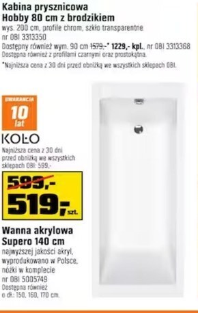 OBI Wanna akrylowa koło oferta