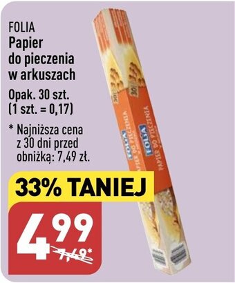 ALDI Papier do pieczenia w arkuszach oferta