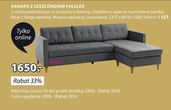 JYSK KANAPA Z SZEZLONGIEM FALSLEV oferta