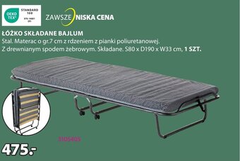 JYSK ŁÓŻKO SKŁADANE BAJLUM oferta