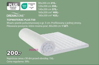 JYSK TOPMATERAC PLUS T50 DREAMZONE 80x200 cm oferta