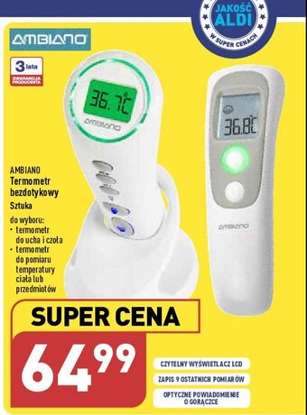 ALDI Termometr bezdotykowy do ucha i czoła oferta