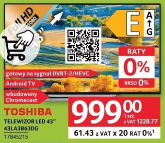 Selgros TOSHIBA TELEWIZOR LED 43" 43LA3B63DG oferta