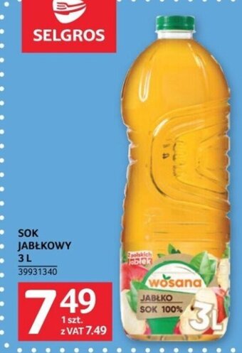 Selgros SOK JABŁKOWY 3 L oferta