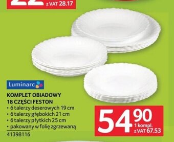 Selgros LUMINARC KOMPLET OBIADOWY 18 CZĘŚCI FESTON oferta