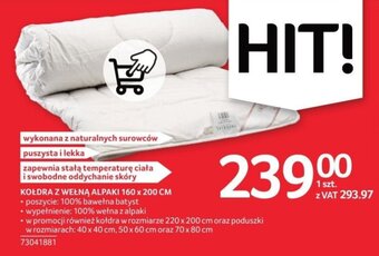 Selgros KOŁDRA Z WEŁNĄ ALPAKI 160 x 200 CM oferta