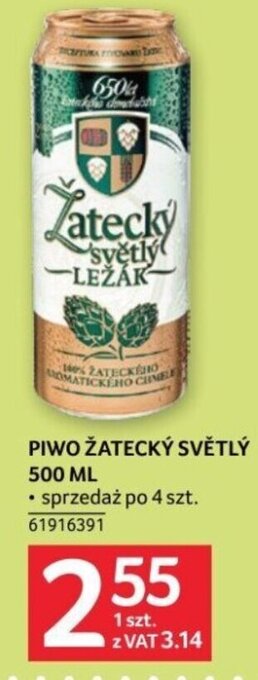 Selgros PIWO ŽATECKÝ SVĚTLÝ 500 ML oferta