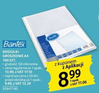 Selgros Bantex KOSZULKI GROSZKOWE A4 100 SZT. oferta