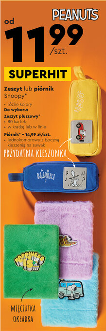 Biedronka PEANUTS Zeszyt lub piórnik Snoopy oferta