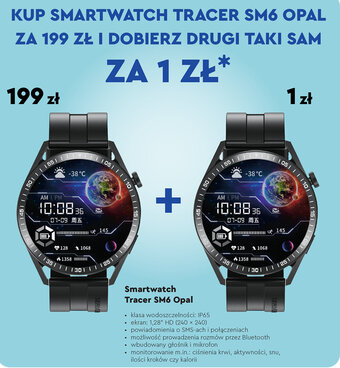 Biedronka Smartwatch Tracer SM6 Opal oferta