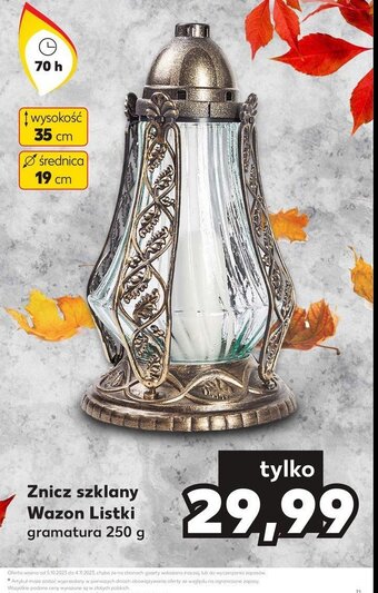 Kaufland Znicz szklany wazon listki 250 g oferta