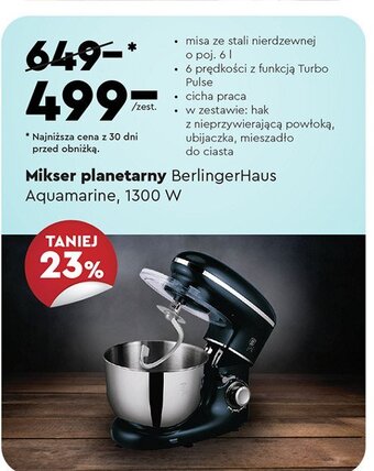 Biedronka Mikser planetarny aquamarine 1300 w oferta