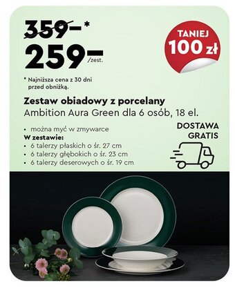 Biedronka Komplet obiadowy aura green oferta