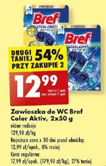 Biedronka Zawieszka do WC Bref Color Aktiv, 2x50 g oferta