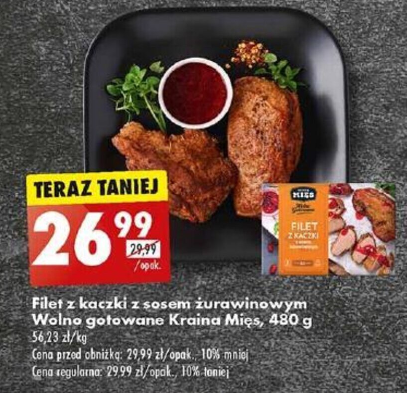 Promocja Filet z kaczki z sosem żurawinowym Wolno gotowane Kraina Mięs