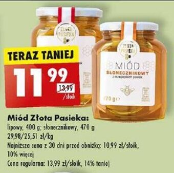 Biedronka Miód Złota Pasieka: 400 g / 470 g oferta