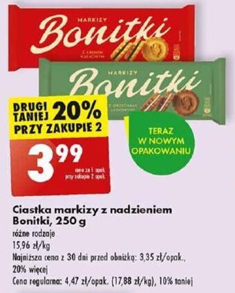 Biedronka Ciastka markizy z nadzieniem Bonitki, 250 g oferta