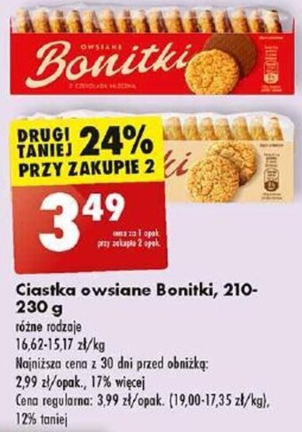Biedronka Ciastka owsiane Bonitki, 210-230 g oferta