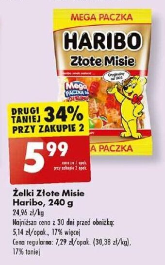 Biedronka Żelki Złote Misie Haribo, 240 g oferta
