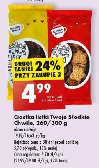 Biedronka Ciastka listki Twoje Słodkie Chwile, 260/300 g oferta