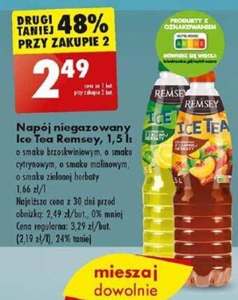 Biedronka Napój niegazowany Ice Tea Remsey, 1,5 l oferta