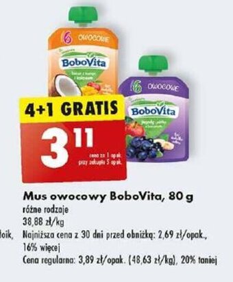 Biedronka Mus owocowy BoboVita, 80 g oferta