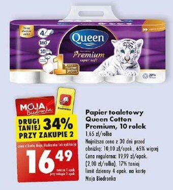 Biedronka Papier toaletowy Queen Cotton Premium, 10 rol. oferta