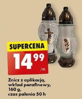 Biedronka Znicz z aplikacją, wkład parafinowy, 160 g, czas palenia 50 h oferta