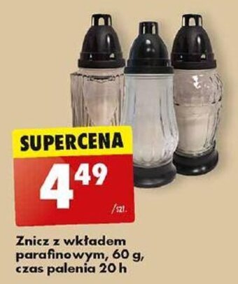 Znicz z wkładem parafinowym, 60 g, czas palenia 20 h