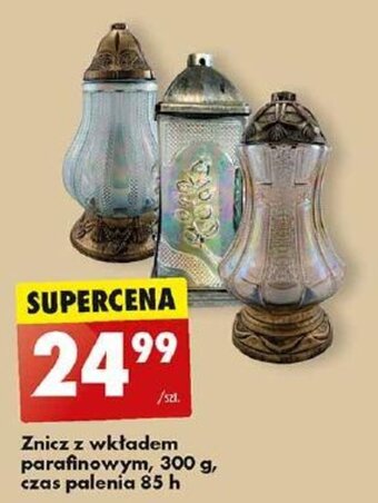 Biedronka Znicz z wkładem parafinowym, 300 g, czas palenia 85 h oferta