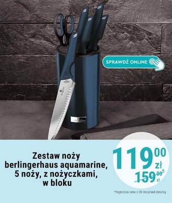 Biedronka Zestaw noży berlingerhaus aquamarine, 5 noży, z nożyczkami, w bloku oferta