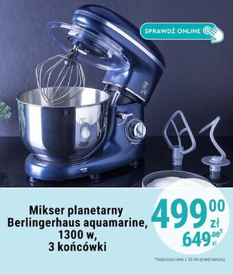 Biedronka Mikser planetarny Berlingerhaus aquamarine, 1300W, 3 końcówki oferta