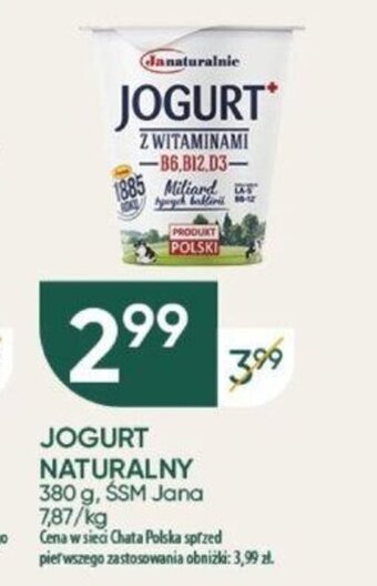 Chata Polska JOGURT NATURALNY 380g, SSM Jana oferta