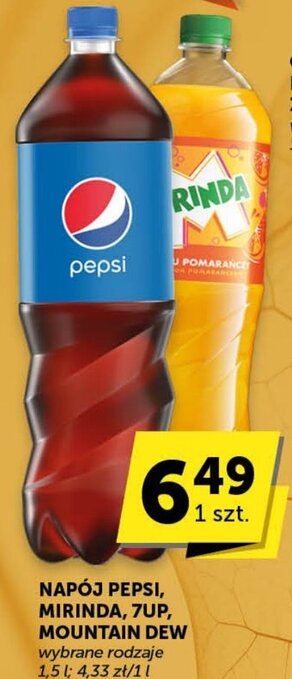Groszek NAPÓJ PEPSI, MIRINDA, 7UP, MOUNTAIN DEW 1,5 l oferta