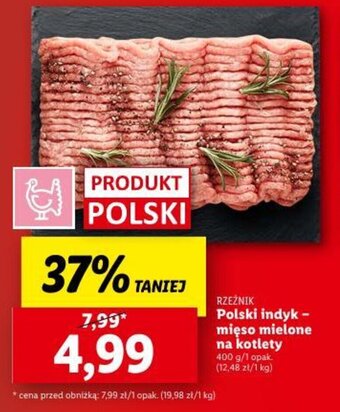 Lidl RZEŹNIK Polski indyk mięso mielone na kotlety 400 g oferta
