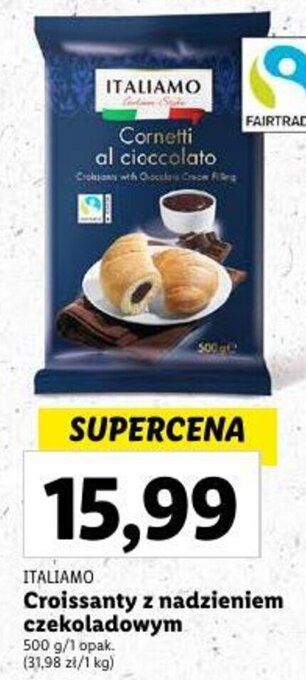 Lidl ITALIAMO Croissanty z nadzieniem czekoladowym 500g oferta