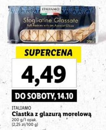 Lidl ITALIAMO Ciastka z glazurą morelową 200g oferta