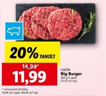 Lidl ŁUKOW Big Burger 380 *cena przed obniżką: 14,99 zł/1 opak. (39,45 zł/1 kg) oferta